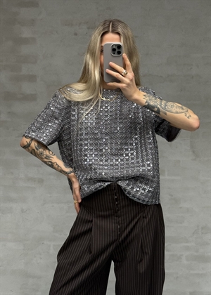 Daline Beaded oversized tee Castor Gray ROTATE By Birger Christensen 
